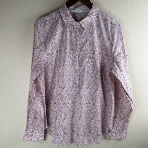 J Crew Top Womens XL Floral Long Sleeve Button Popover 100% Cotton Lightweight